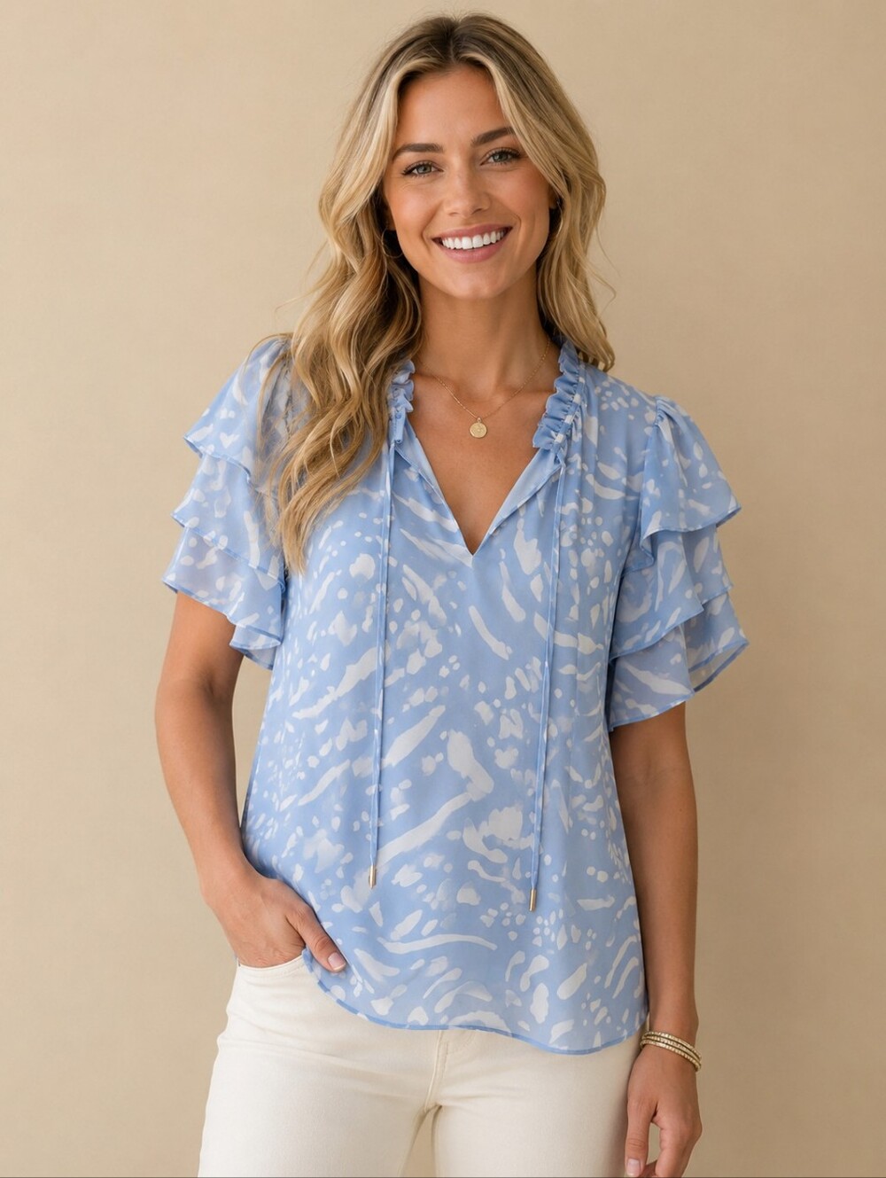 ❤️ NWOT! ANNA CATE RUFFLE SLEEVE BLOUSE / TOP, SMALL